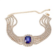 ( blue)bronze necklace occidental style exaggerating woman square Rhinestone fully-jewelled banquet chainnecklace