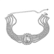 ( Silver)bronze necklace occidental style exaggerating woman square Rhinestone fully-jewelled banquet chainnecklace