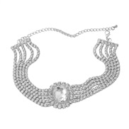 ( Silver)bronze necklace occidental style exaggerating woman Round glass diamond fully-jewelled bridenecklace