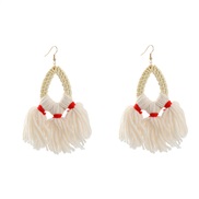 ( white)tassel earrings occidental style Earring woman drop weave Bohemia Nation