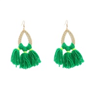 ( green)tassel earrings occidental style Earring woman drop weave Bohemia Nation