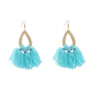 ( blue)tassel earrings occidental style Earring woman drop weave Bohemia Nation