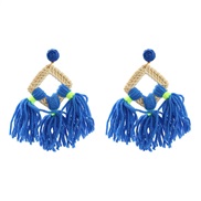 ( blue)tassel earrings occidental style Earring woman square weave Bohemia ethnic style