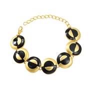 ( black Bracelet)fashion occidental style earrings bracelet necklace set lady multilayer Round Alloy enamel exaggerating