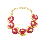 ( rose Red Bracelet)fashion occidental style earrings bracelet necklace set lady multilayer Round Alloy enamel exaggera