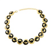 ( black necklace)fashion occidental style earrings bracelet necklace set lady multilayer Round Alloy enamel exaggerating