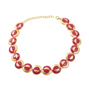 ( rose Red necklace)fashion occidental style earrings bracelet necklace set lady multilayer Round Alloy enamel exaggera