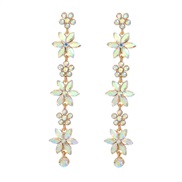 (AB color)fashion colorful diamond earrings flowers Earring lady elegant occidental style multilayer Alloy diamond full