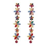 ( Color)fashion colorful diamond earrings flowers Earring lady elegant occidental style multilayer Alloy diamond fully-