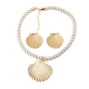 ( white)trend earrings necklace set woman Alloy Shells pendant occidental style wind