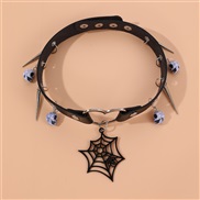 (NZ2989heise) occidental style leather chain spider woman necklace
