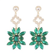 (gold +green )E occidental style Earring  exaggerating retro flowers earrings temperament earring woman