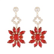 (gold +red )E occidental style Earring  exaggerating retro flowers earrings temperament earring woman