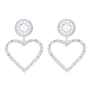 ( White K)E occidental style hollow fully-jewelled love Earring  samll brief earrings exaggerating geometry personality