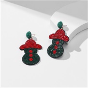 occidental style fashion trend christmas earrings woman  creative Santa Claus christmas tree diamond Earring