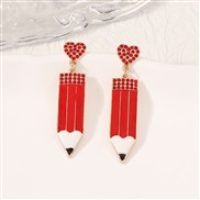 ( red Set in drill)occidental style fashion trend all-Purpose earrings Earring woman