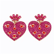 ( rose Red) Pearl enamel diamond all-Purpose trend fashion earrings Earring