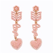 ( Pink) head love Pearl all-Purpose trend fashion earrings Earring