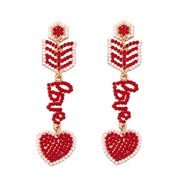 ( red) head love Pearl all-Purpose trend fashion earrings Earring