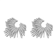 ( Silver)occidental style exaggerating style embed Rhinestone sector retro personality fashion earrings
