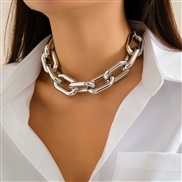 ( 9  White K 62 2)occidental style  trend personality aluminum chain multilayer necklace  fashion geometry Metal buckle