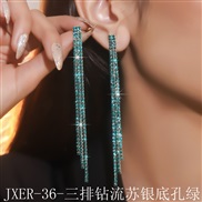 (JXER 36  Tassels silvery  green)  fully-jewelled black long tassel earrings  Rhinestone earrings fashion diamond Earri