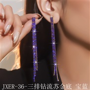 (JXER 36  Tassels gold  sapphire blue )  fully-jewelled black long tassel earrings  Rhinestone earrings fashion diamond