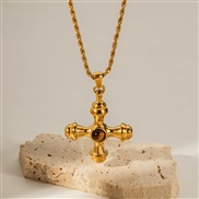 ( Brown)occidental styleI wind cross pendant chain  retro palace wind samll personality necklace