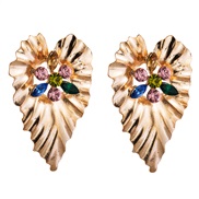 ( Color)occidental style fashion exaggerating temperament Alloy embed color Rhinestone Earring creative heart-shaped Bo