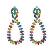 ( Color)colorful diamond earrings drop earring woman occidental style exaggerating Rhinestoneearrings