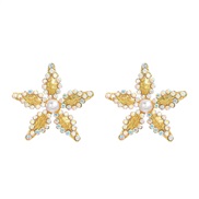 (AB color) occidental style earrings fully-jewelled flowers ear stud lady trend Alloy embed Pearl flowers style