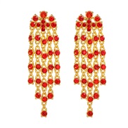 ( red)medium style earrings Acrylic tassel earring lady occidental style exaggerating Bohemia Earring