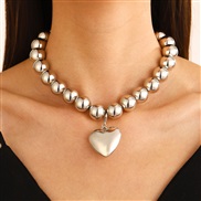 ( 1  White K    3446)occidental style punk wind exaggerating big beads love temperament samll heart-shaped personality 