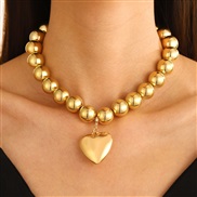 ( 2 KCgold     3 12)occidental style punk wind exaggerating big beads love temperament samll heart-shaped personality n