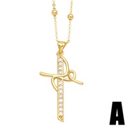 (A) cross necklace occidental style fashion embed zircon clavicle chainnkb