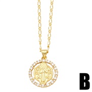 (B) cross necklace occidental style fashion embed zircon clavicle chainnkb