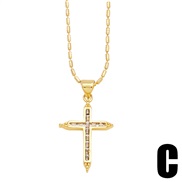 (C) fashion cross necklace woman embed color zircon gilded all-Purpose clavicle chainnkb
