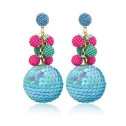 (FE21 9  sky blue )occidental style color pellet beads earrings woman  original heart-shaped pendant Earring fashion fr