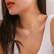 occidental style brief diamond Word pendant Double layernecklace clavicle chain all-Purpose snake woman