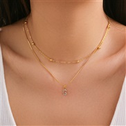 (G  Gold 4836)occidental style brief diamond Word pendant Double layernecklace clavicle chain all-Purpose snake woman