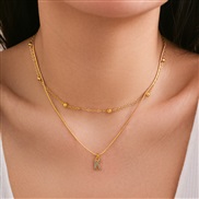 (K  Gold 4836)occidental style brief diamond Word pendant Double layernecklace clavicle chain all-Purpose snake woman
