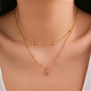 (O  Gold 4836)occidental style brief diamond Word pendant Double layernecklace clavicle chain all-Purpose snake woman