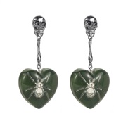 ( green)occidental style exaggerating black wind spider skull earrings long style multilayer heart-shaped resin pendant