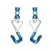 ( blue)exaggeratingins wind long style multilayer resin earrings woman lovers styleIOU Word heart-shaped