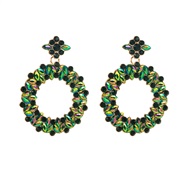 ( green)occidental style trend atmospheric exaggerating earrings brief geometry Round flowers ear stud Alloy brilliant 