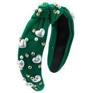 (green )occidental style fashion trend love Pearl Headband woman width all-Purpose high