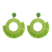 ( green)occidental style exaggerating Bohemian style weave earrings woman all-Purpose geometry cirque sector