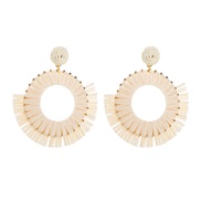 ( white)occidental style exaggerating Bohemian style weave earrings woman all-Purpose geometry cirque sector