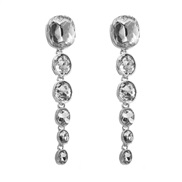 ( white)earrings exaggerating long style tassel Oval colorful diamond silver earrings woman retro elegant