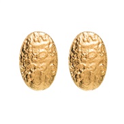 ( Gold)occidental style fashion exaggerating wind Alloy Oval pattern earrings elegant luxurious trend